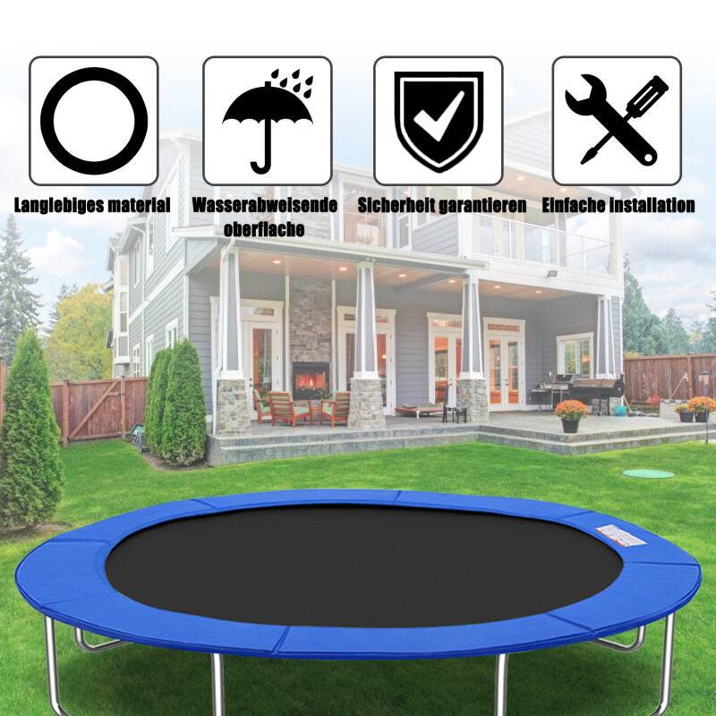 Trampolin Randabdeckung 28cm breit 100% UV-beständig Reißfest Wetterbeständig Universell Federabdeckung Randschutz, Blau,Größe:Ø 244cm