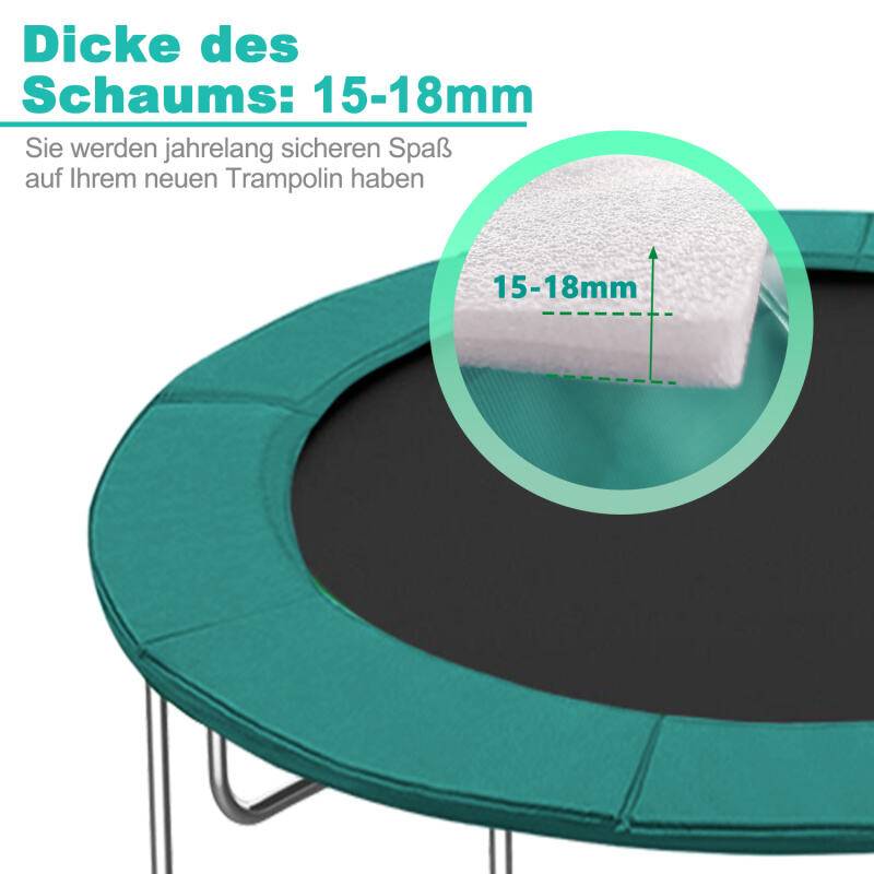Trampolin Randabdeckung 28cm breit 100% UV-beständig Reißfest Wetterbeständig Universell Federabdeckung Randschutz, Grün,Größe:Ø 366cm