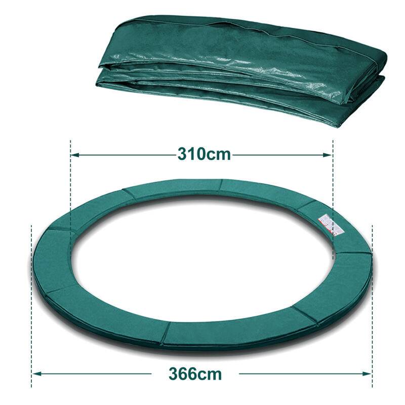 Trampolin Randabdeckung 28cm breit 100% UV-beständig Reißfest Wetterbeständig Universell Federabdeckung Randschutz, Grün,Größe:Ø 366cm