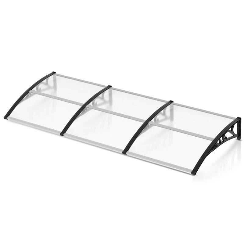 Vordach Haustürüberdachung Haustürdach Haustür Pultvordach Tür Überdachung Aluminium Transparent (100x300cm)