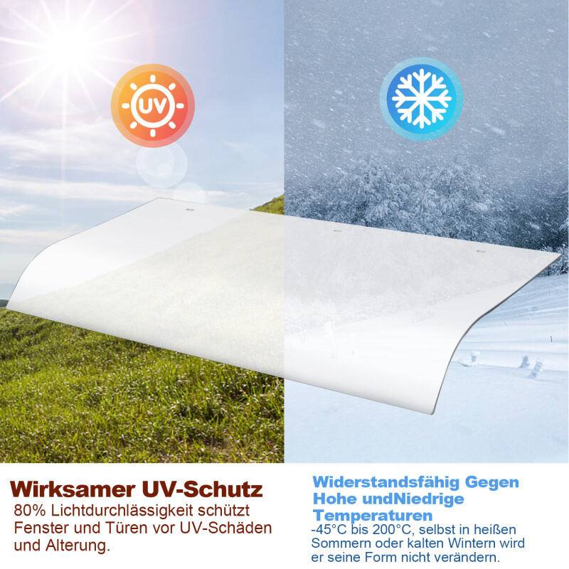Vordach Türdach Haustürdach Haustür Pultvordach Transparent 40x80cm Unterseite Einbau