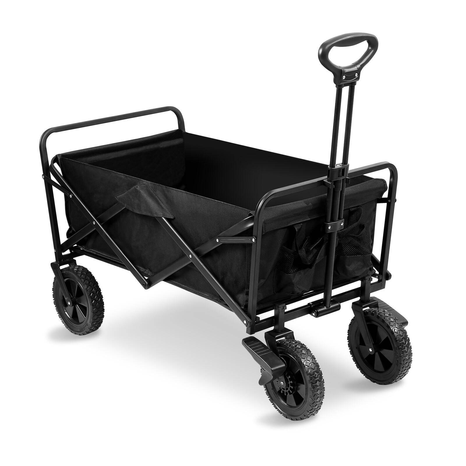 Bollerwagen faltbar Handwagen Transportwagen Gerätewagen klappbar, Vollgummi-Reifen, bis 80 kg Gartenwagen Schwarz