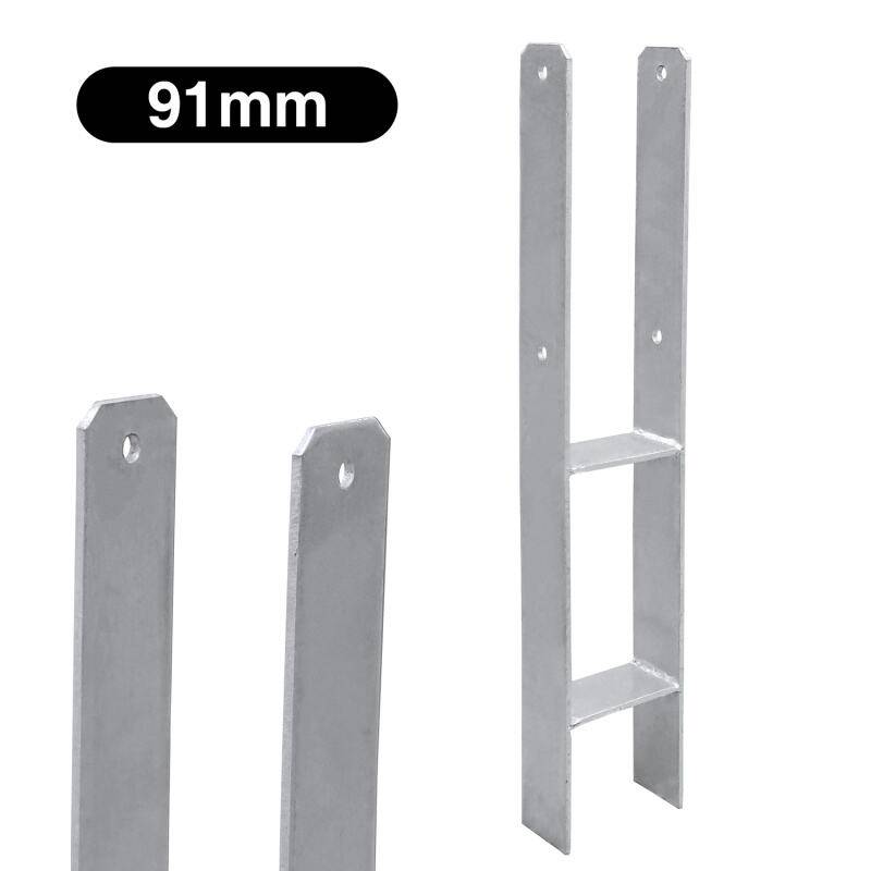 2x Pfostenanker Vierkantholzpfosten fuer Pfosten H-Pfostenanker Materialstärke 4.75 mm 91MM