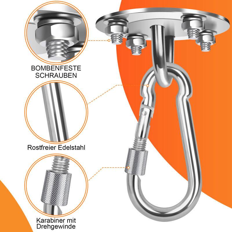 2x Deckenhaken Schaukel Hängematte Deckenhalterung Befestigung für Hängesessel Hängematte Hängelampe Boxsack Trainer Yogatuch Hängesessel Premiu