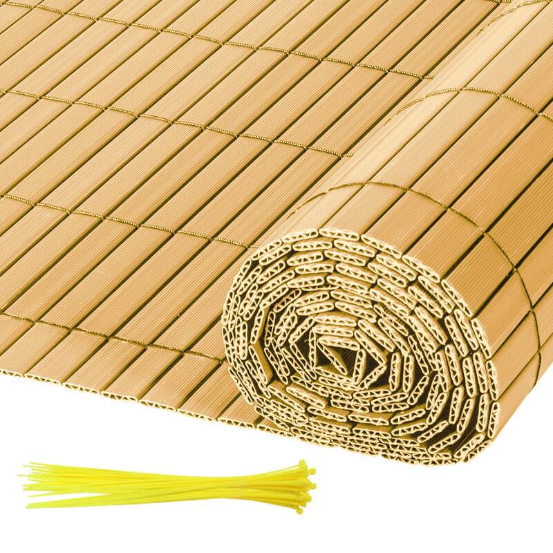 PVC Sichtschutzzaun Sichtschutzmatte Gartenzaun Sichtschutz Windschutz für Balkon &TerrasseBambus 160x300cm
