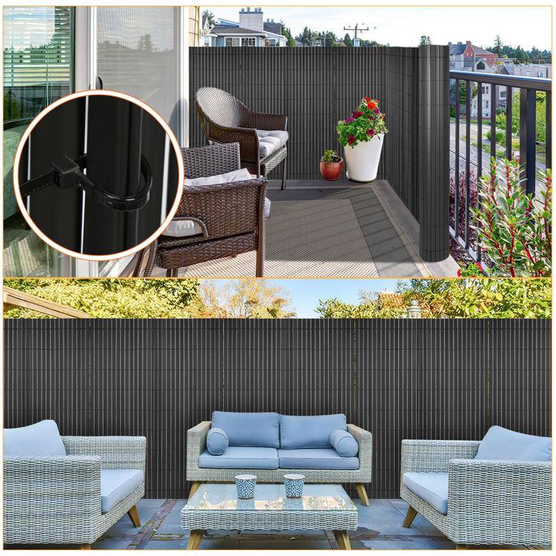 PVC Sichtschutzzaun Sichtschutzmatte Gartenzaun Sichtschutz Windschutz für Balkon &TerrasseGrau 160x300cm