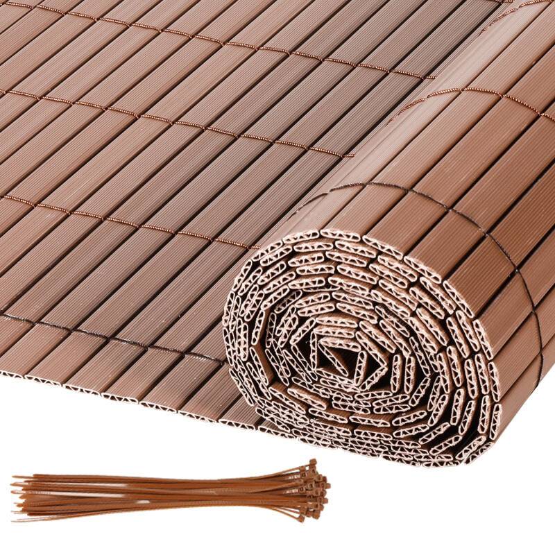 PVC Sichtschutzzaun Sichtschutzmatte Gartenzaun Sichtschutz Windschutz für Balkon &TerrasseBraun 120x400cm