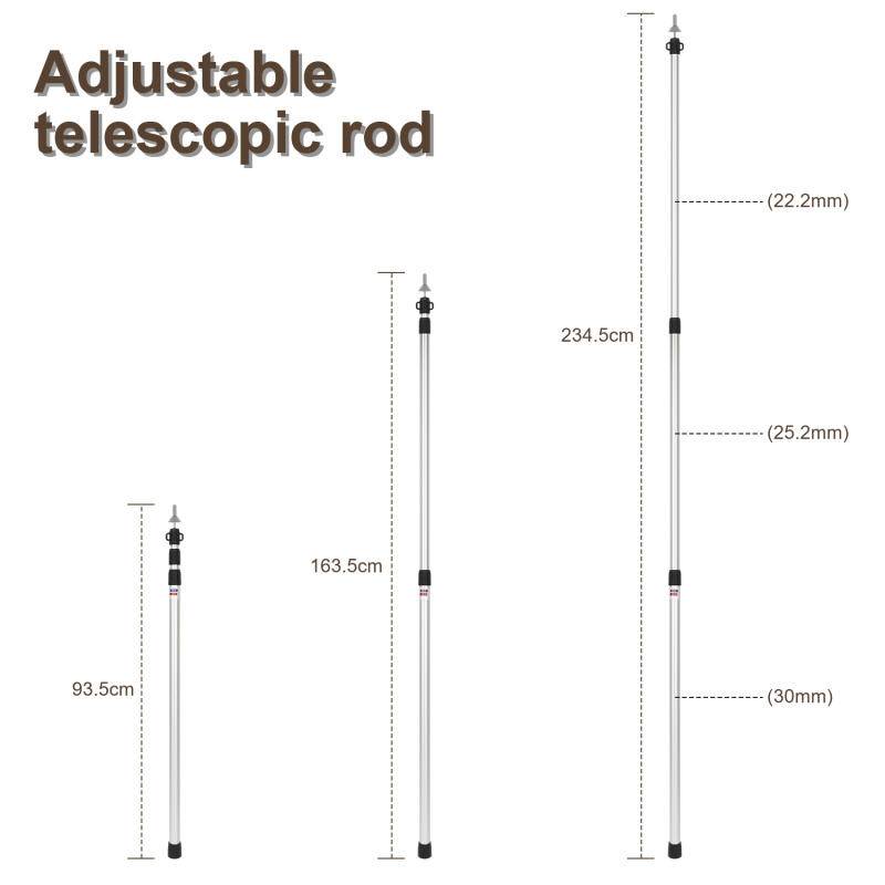 Zeltstange Teleskop-Zeltstangen Aluminium, Verstellbare Aufstellstangen für Tarp, Zelt, Sonnensegel oder Plane, Stilausziehbar von 88cm-234cm 8 Stü
