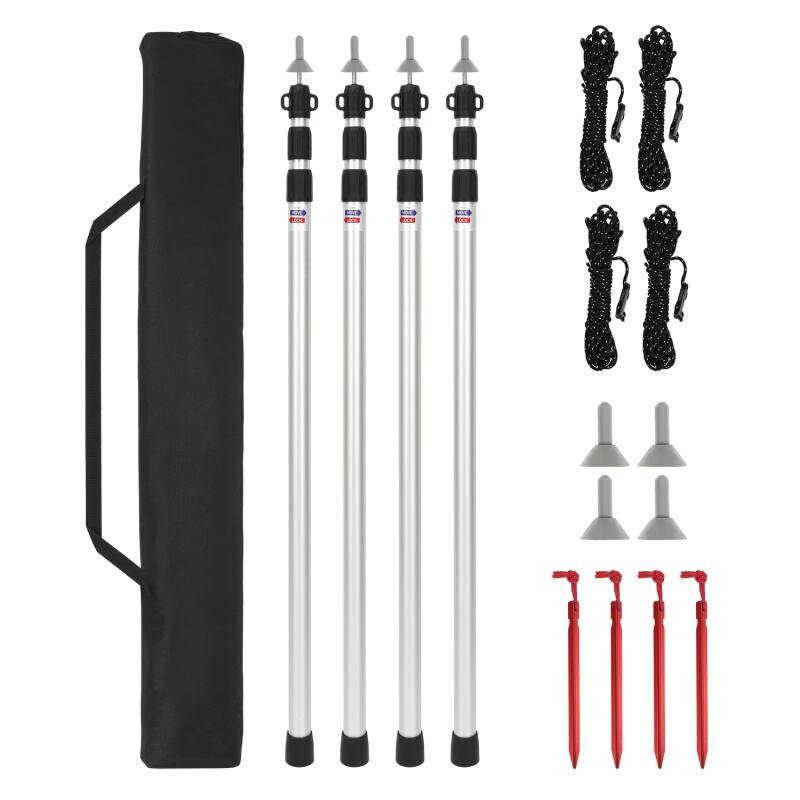 Zeltstange Aluminium Teleskop-Zeltstangen, Verstellbare Aufstellstangen für Zelt, Tarp, Sonnensegel oder Plane, Längen von 87-234 cm 4 Stück