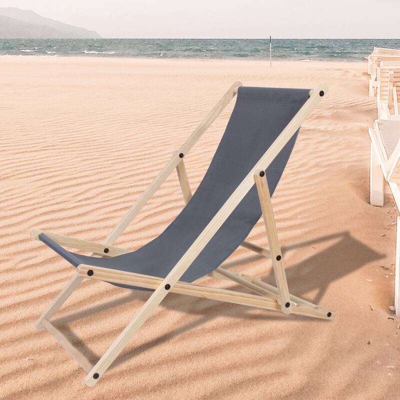 Liegestuhl Strandliege Sonnenliege Gartenliege Holz Liege Holzstrandliege120kg Grau