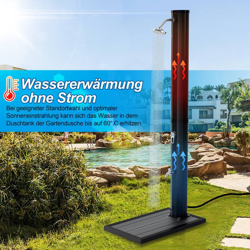 Solardusche Einstellbare Temperatur schwenkbarer Duschkopf Campingdusche Outdoor Gartendusche 35L Mit Schutzhülle schwarz