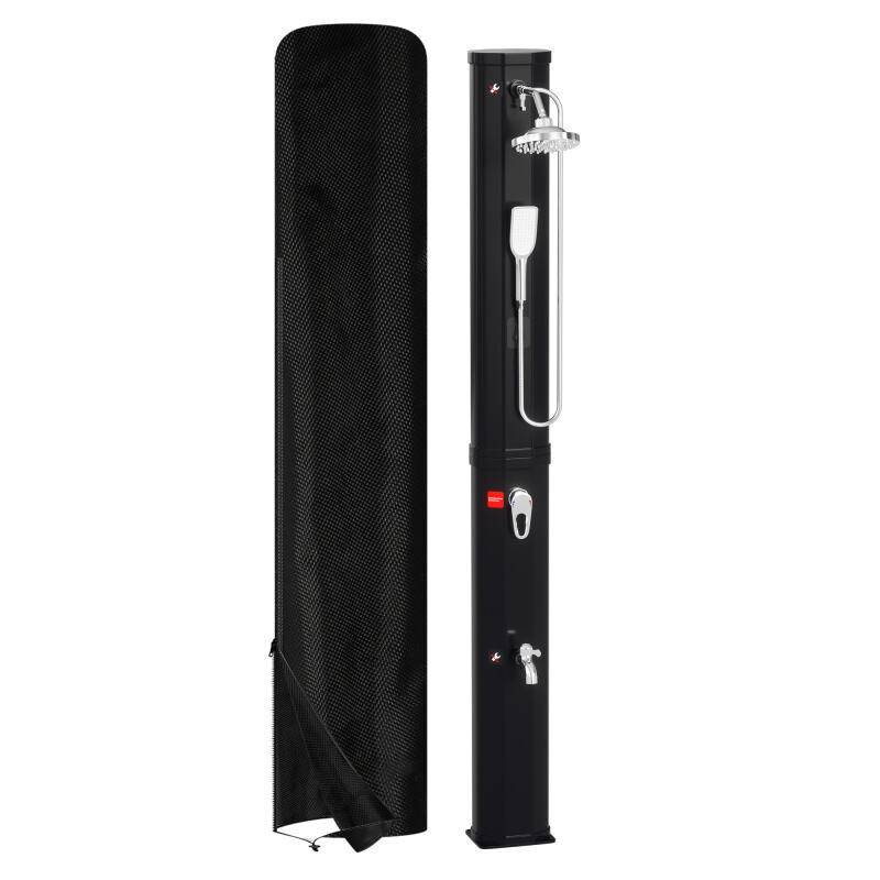 Solardusche bis 60°C Einstellbare Temperatur Für den Außenbereich Maximaler Druck 3,5 bar inkl. Montagematerial schwenkbarer Duschkopf 60L Mit Hand