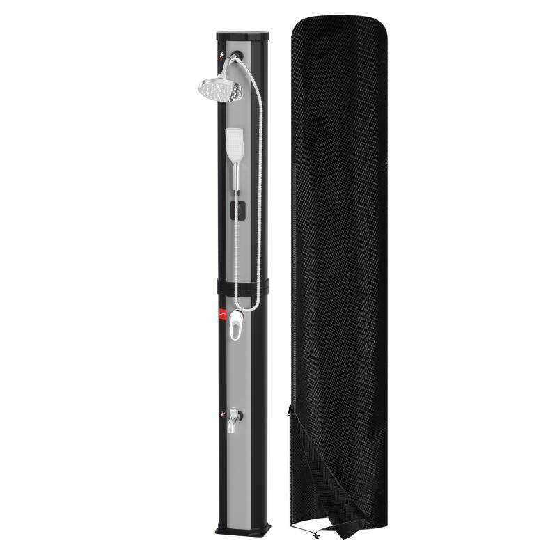 Solardusche bis 60°C Einstellbare Temperatur Für den Außenbereich Maximaler Druck 3,5 bar inkl. Montagematerial schwenkbarer Duschkopf 60L Mit Hand