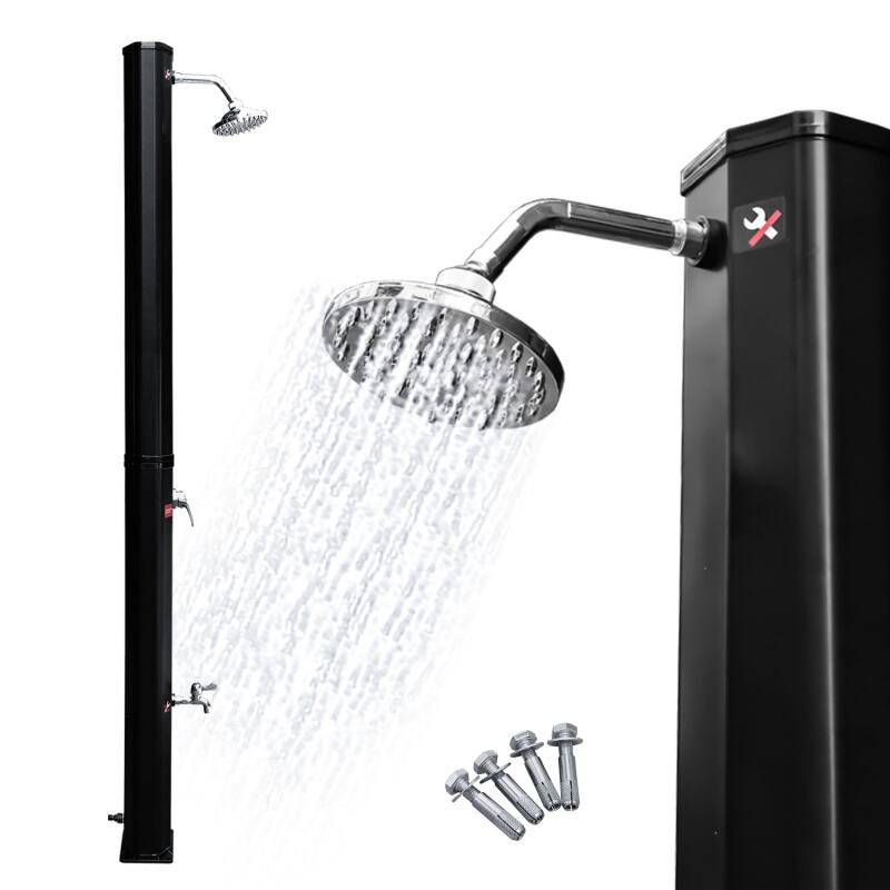 Solardusche Maximaler Druck 3,5 bar schwenkbarer Duschkopf Pooldusche für den Garten bis 60°C Einstellbare Temperatur 35L Mit Schutzhülle schwarz