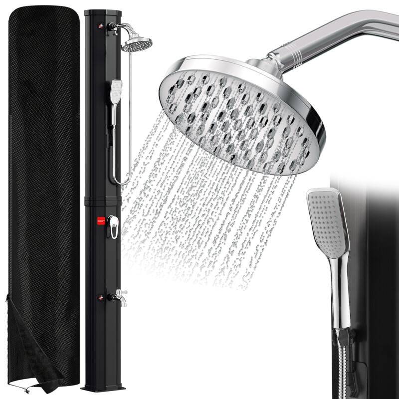 Solardusche Maximaler Druck 3,5 bar schwenkbarer Duschkopf Pooldusche für den Garten bis 60°C Einstellbare Temperatur 60L Mit Handbrause Mit Schutzh