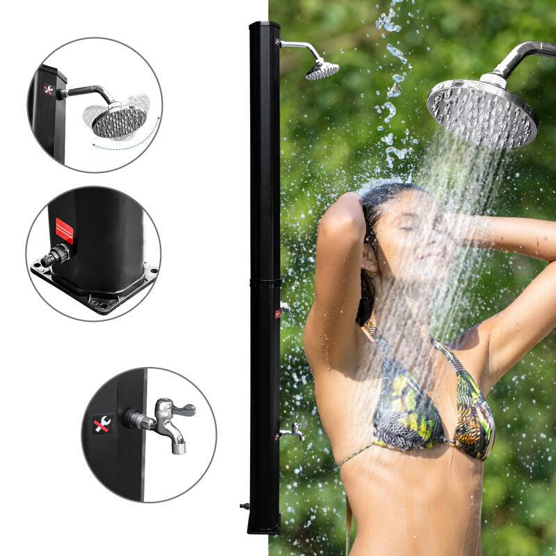 Solardusche schwenkbarer Duschkopf bis 60°C Einstellbare Temperatur Maximaler Druck 3,5 bar Langlebig und korrosionsbeständig Für Pools, Terrassen