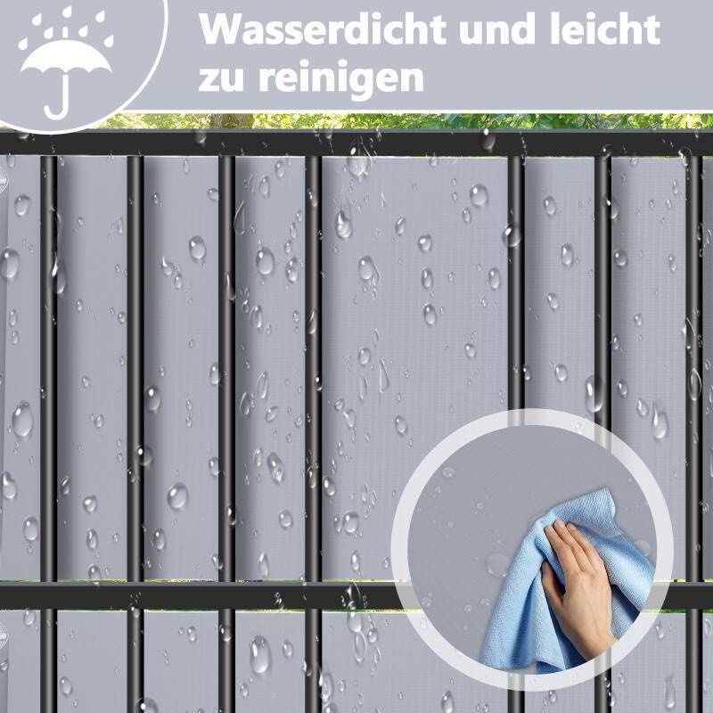 Sichtschutzstreifen Zaun Folie Blickdicht Dick PVC Doppelseitiger Reflexionsarm Sonnenschutz Sichtschutzfolie 2 Rollen á 70m x 19cm Grau