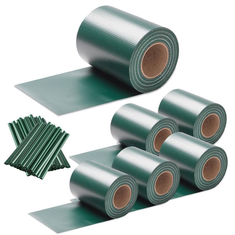 Sichtschutzstreifen Zaun Folie Blickdicht Dick PVC Doppelseitiger Reflexionsarm Sonnenschutz Sichtschutzfolie 6 Rollen á 35m x 19cm Grün