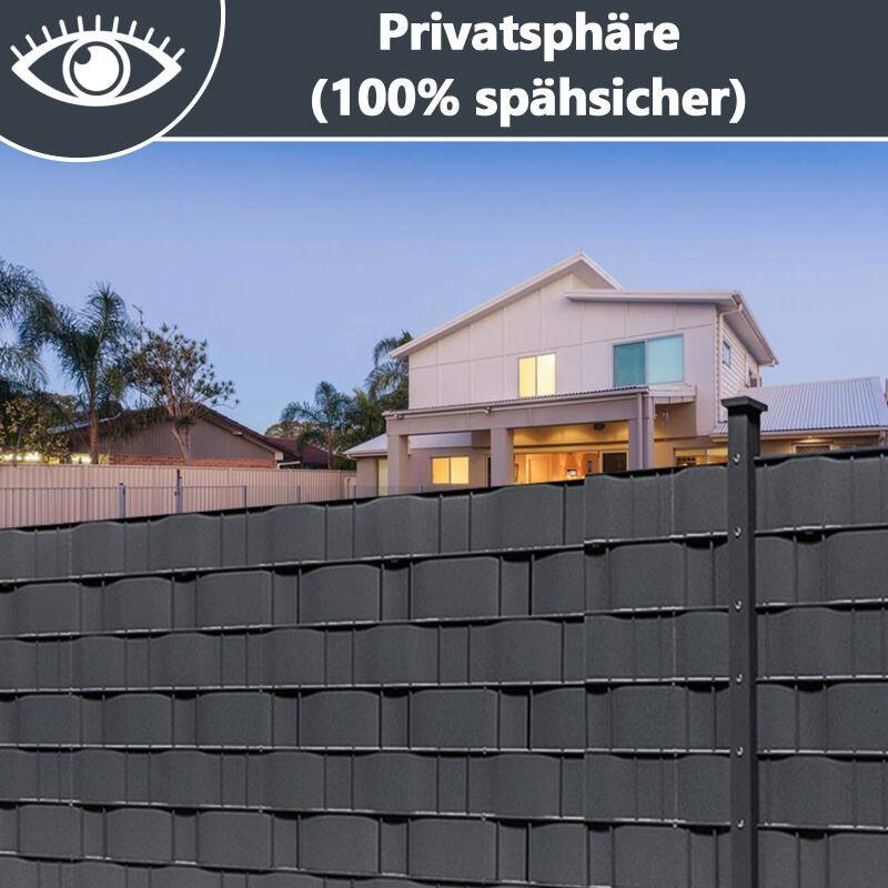 Sichtschutzstreifen Zaun Folie Blickdicht Dick PVC Doppelseitiger Reflexionsarm Sonnenschutz Sichtschutzfolie 8 Rollen á 50m x 19cm Anthrazit