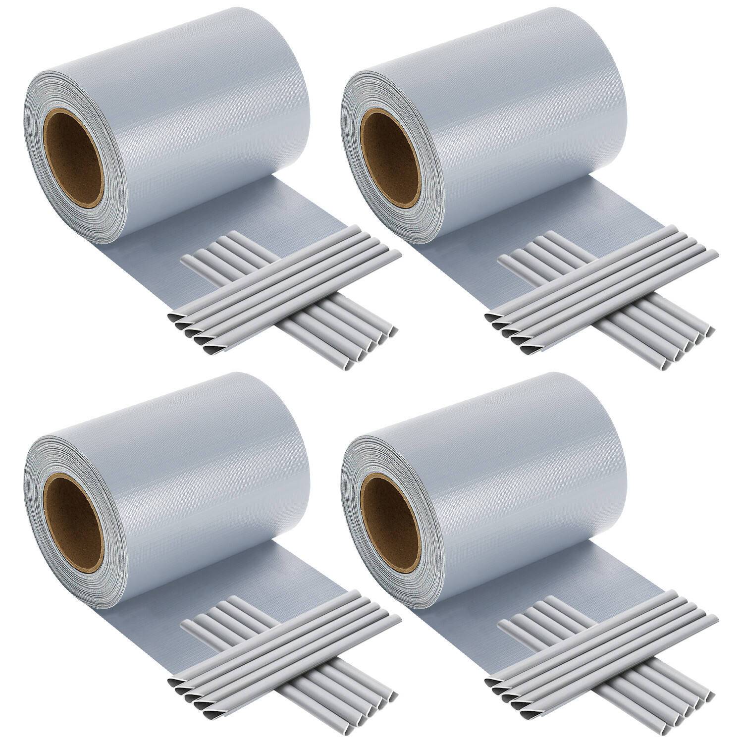 Sichtschutzstreifen Verschiedene Doppelstabmatten PVC Zaun Folie Gartenzaun Reflexionsarm mit Clips 8 Rollen á 70m x 19cm Grau