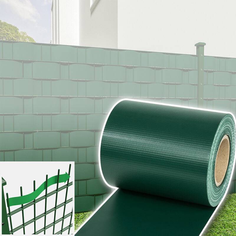 Sichtschutzstreifen Verschiedene Doppelstabmatten PVC Zaun Folie Gartenzaun Reflexionsarm mit Clips 70m x 19cm Grün