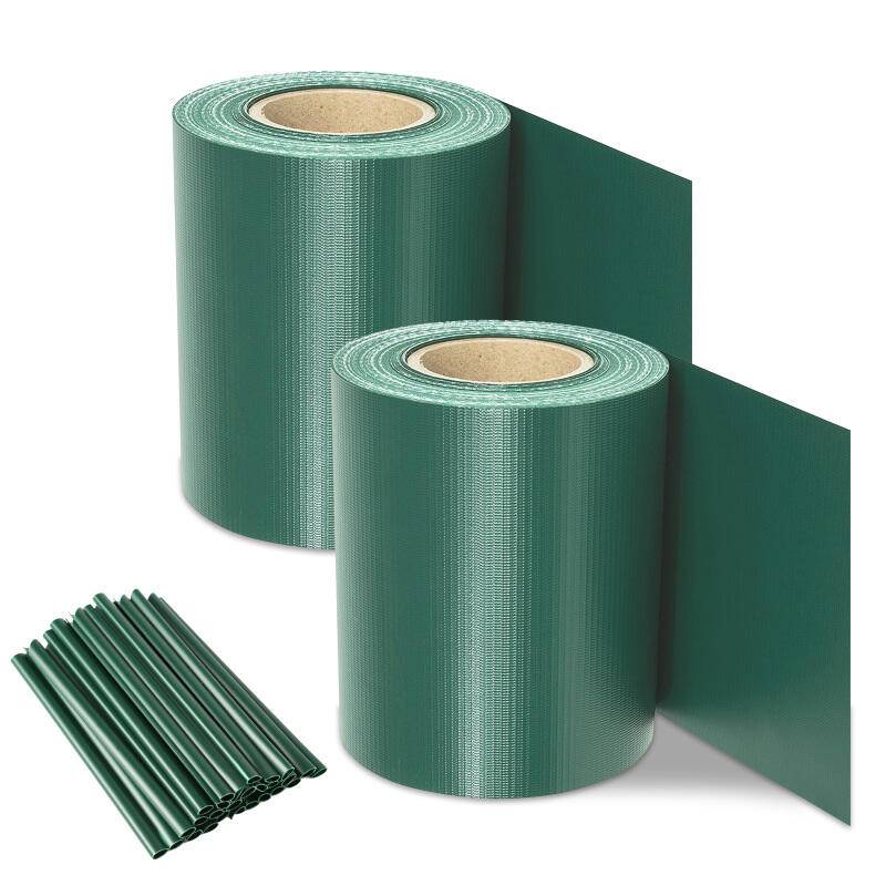 Sichtschutzstreifen Zaun Folie Blickdicht Dick PVC Doppelseitiger Reflexionsarm Sonnenschutz Sichtschutzfolie 2 Rollen á 70m x 19cm Grün