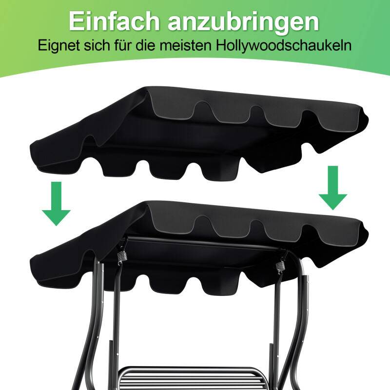 Sonnendach ersatzdach Garten Baldachin Hollywoodschaukel Sonnenschirm Ersatzbezug UV-Schutz Plane Anthrazit 210x145cm