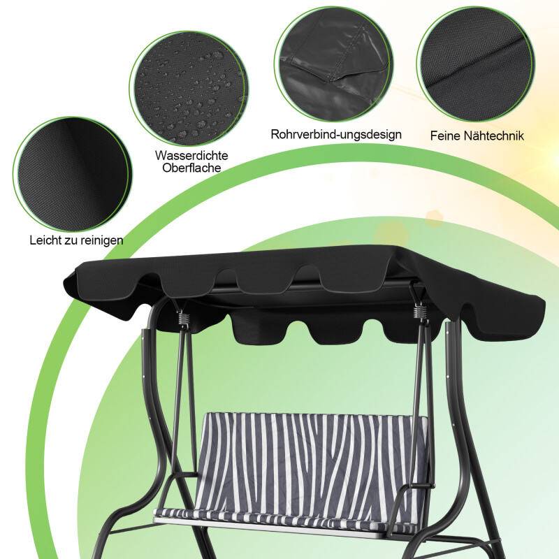 Sonnendach ersatzdach Garten Baldachin Hollywoodschaukel Sonnenschirm Ersatzbezug UV-Schutz Plane Anthrazit 210x145cm