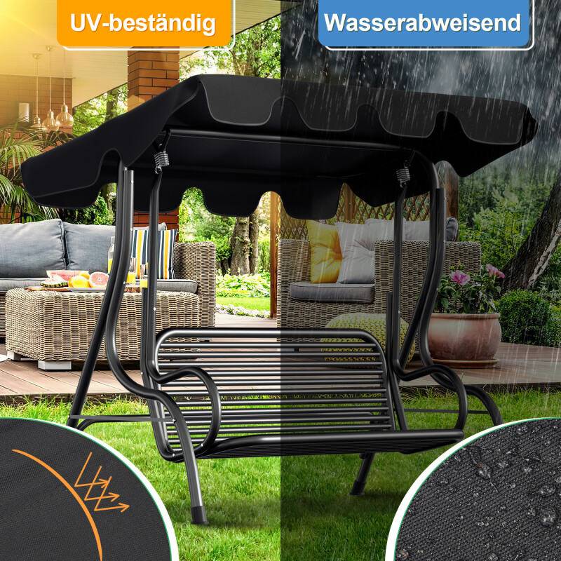 Sonnendach ersatzdach Garten Baldachin Hollywoodschaukel Sonnenschirm Ersatzbezug UV-Schutz Plane Anthrazit 210x145cm