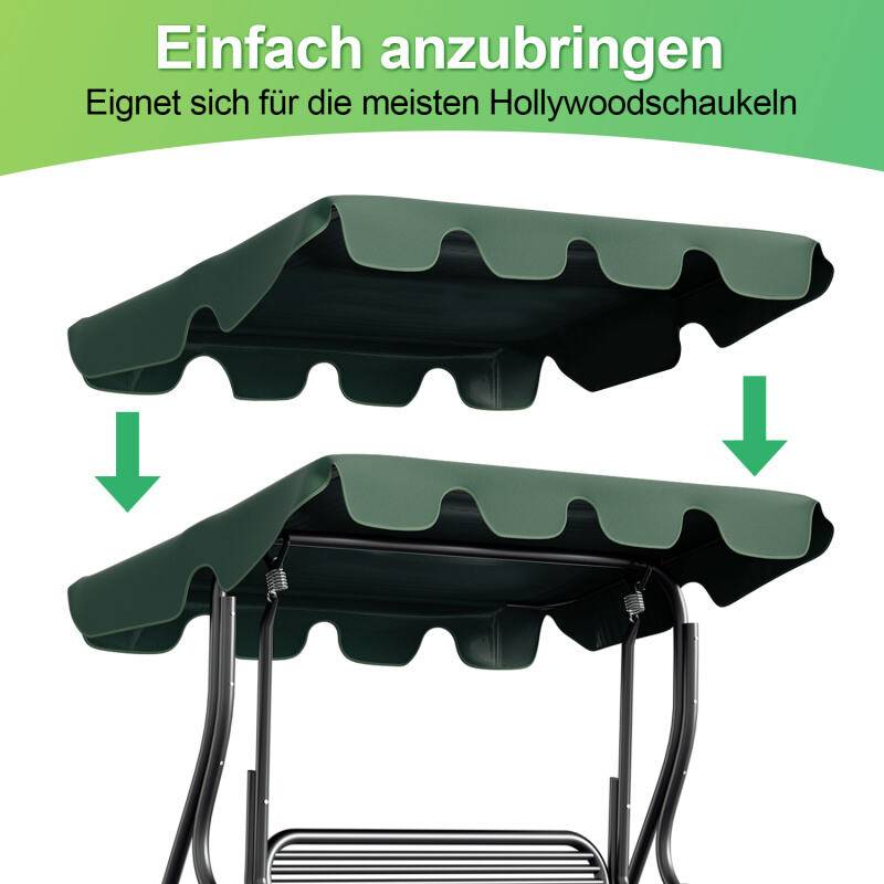 Sonnendach ersatzdach Garten Baldachin Hollywoodschaukel Sonnenschirm Ersatzbezug UV-Schutz Plane Grün 210x145cm
