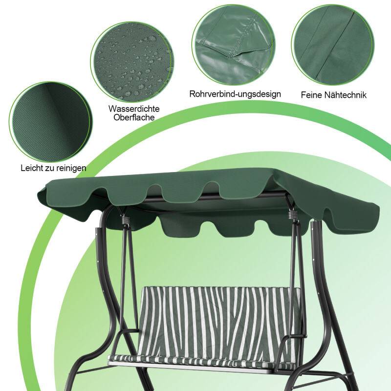 Sonnendach ersatzdach Garten Baldachin Hollywoodschaukel Sonnenschirm Ersatzbezug UV-Schutz Plane Grün 210x145cm
