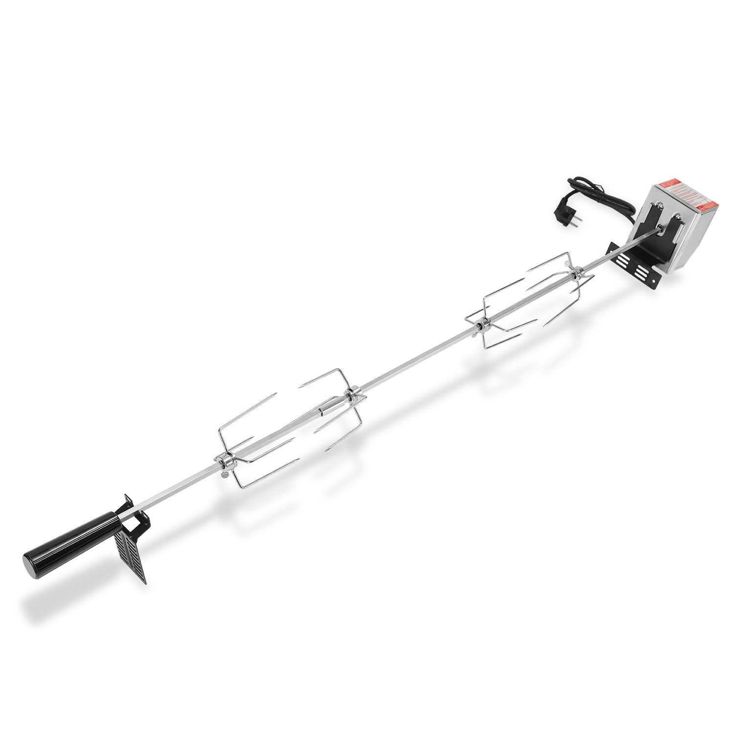 Grillspieß Set mit Motor 117cm drehspieß,304 Edelstahl Grillspieß Rotisserie 220V - 240V inkl.4X Fleischnadeln Universal Grillspiess