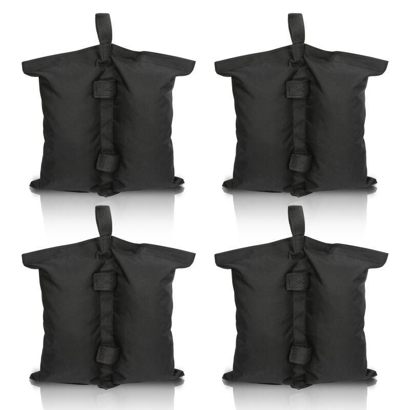 4X Pavillon Sandsäcke Pavillon Gewichte 4er Set in schwarz – mit Sand, Splitt, Kies etc. befüllbar Füllvolumen pro Stück ca. 11.5 kg robust Wate