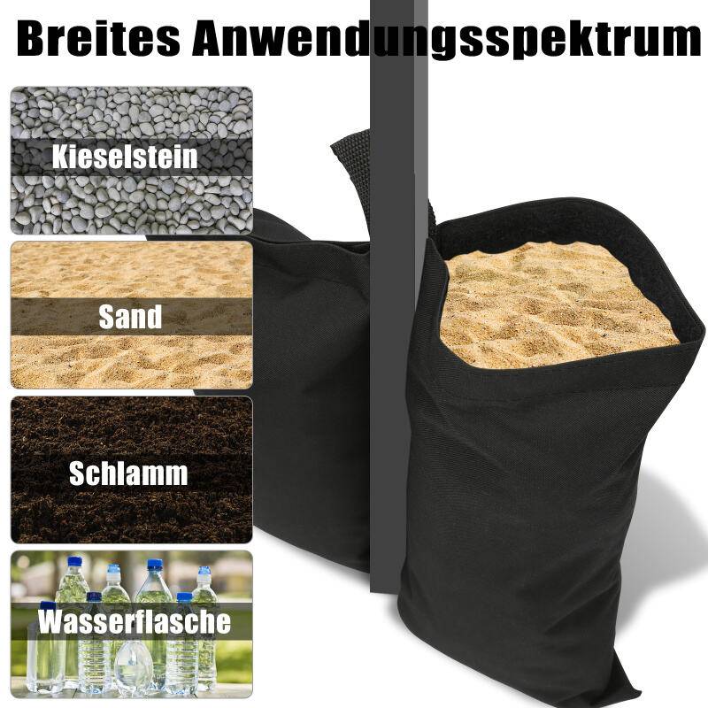 4X Pavillon Sandsäcke Outdoor-Sandsack Pavillon Gewichte 4er Set in schwarz – mit Sand, Splitt, Kies etc. befüllbar Füllvolumen pro Stück ca. 11