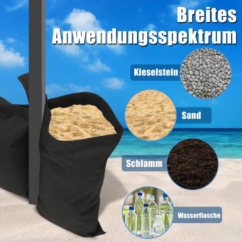 4X Pavillon Sandsäcke Standfuß Gewichte Set Waterproof schwarz – mit Sand, Splitt, Kies etc. befüllbar Füllvolumen pro Stück ca. 11.5 kg robust