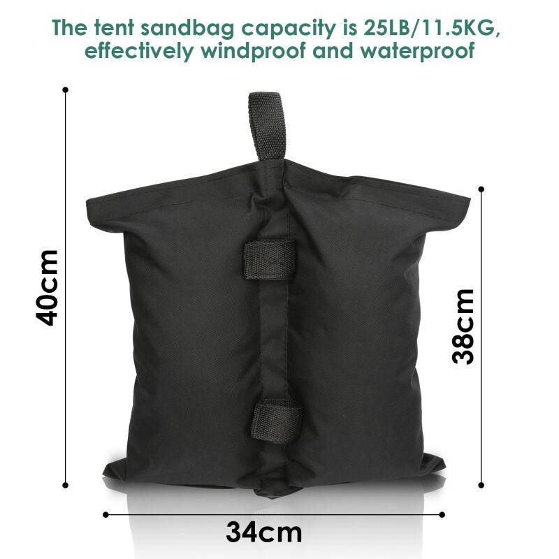 4X Pavillon Sandsäcke Standfuß Gewichte Set schwarz – mit Sand, Splitt, Kies etc. befüllbar Füllvolumen pro Stück ca. 11.5 kg robust Waterproof