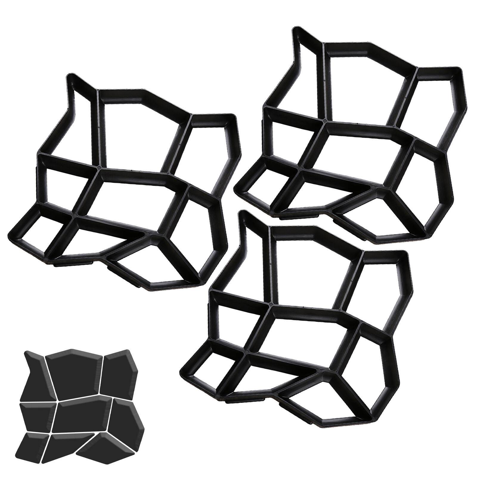 Pflasterform 3er-Set, 43x43x4cm, unregelmäßig Pflasterformen, Betonform Gehweg Form, Schalungsform für Garten, Terrasse