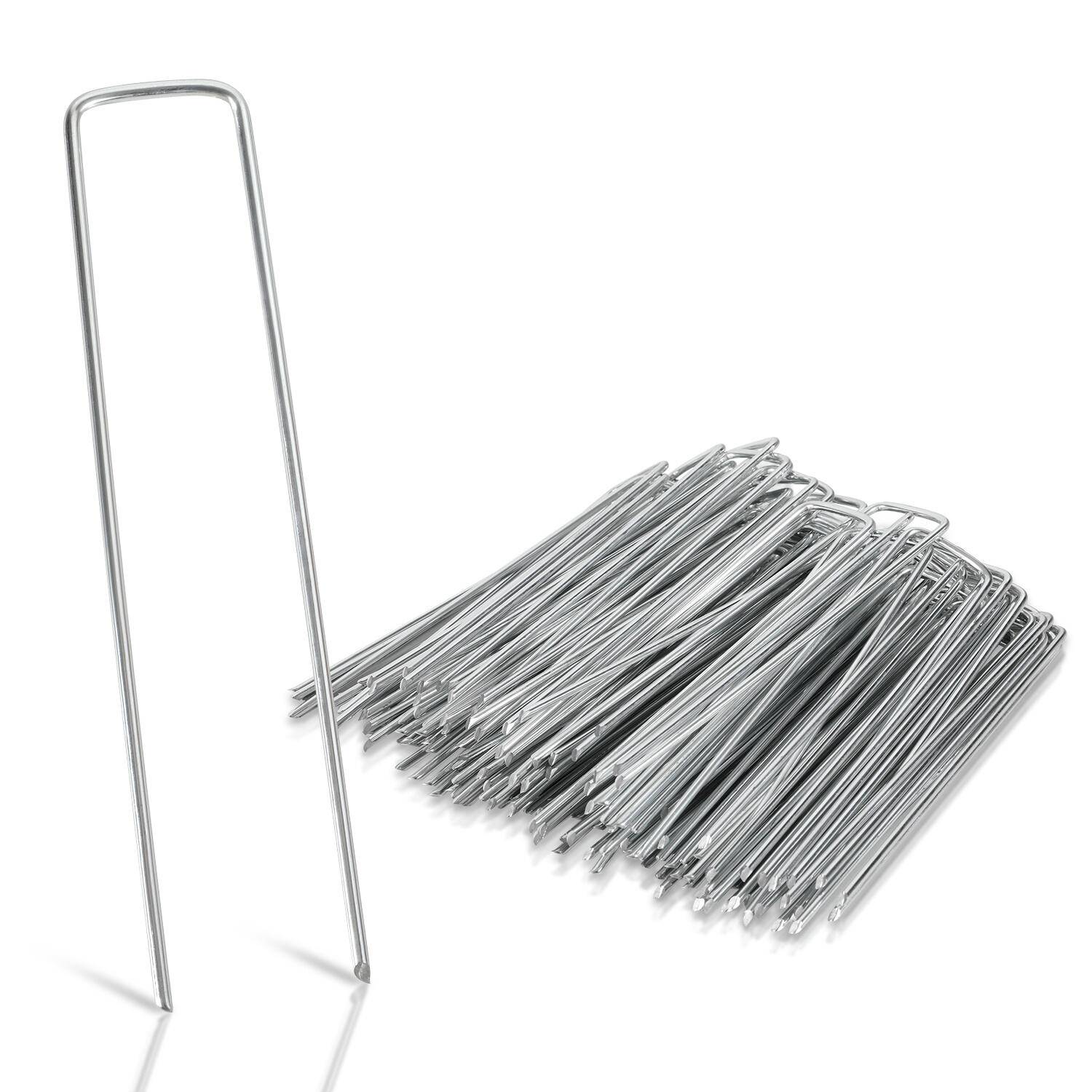 Anti-Rost Erdanker Heringe Bodenanker 50 Stück, aus Verzinktem Stahl für Unkrautvlies, 150x25mm, Ø2.8mm, Angeschrägte Enden, Zum Einschlagen