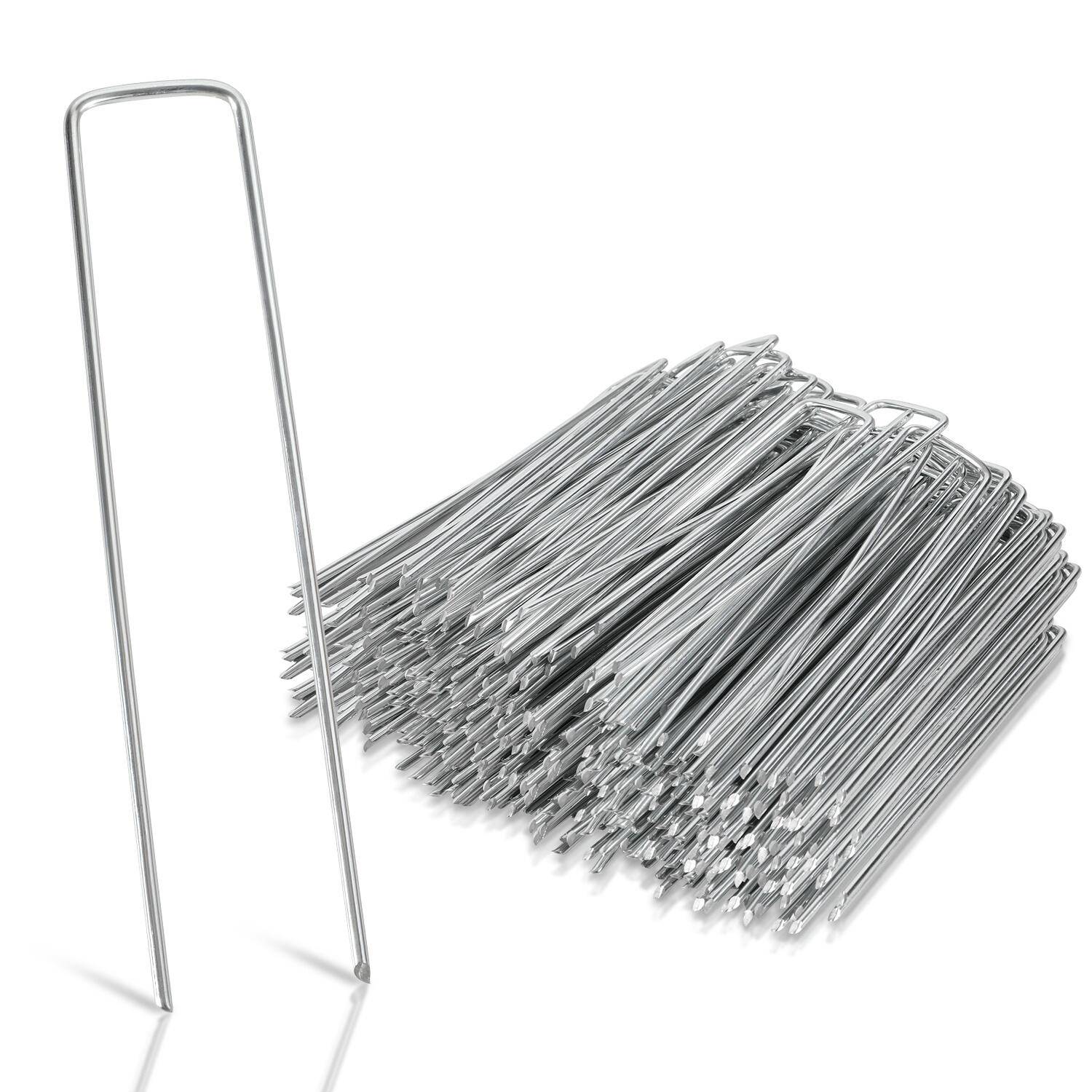 150tlg Heringe Erdanker Bodenanker 150x25mm Ø2.8mm, Stahl verzinkt, für Vliese, Zäune, Zelte, Angeschrägte Enden