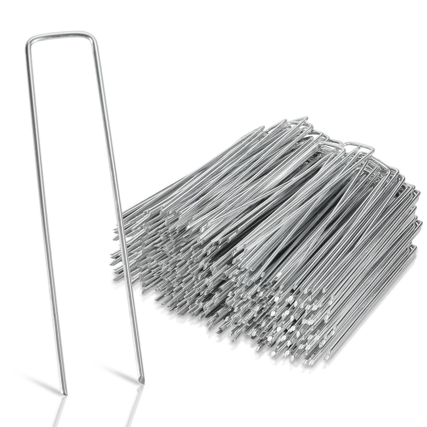 200er Pack Heringe Erdanker Bodenanker, Ø2.8mm 150x25mm, Rostbeständig, Angeschrägte Enden, für Unkrautvlies, Zaun, Camping
