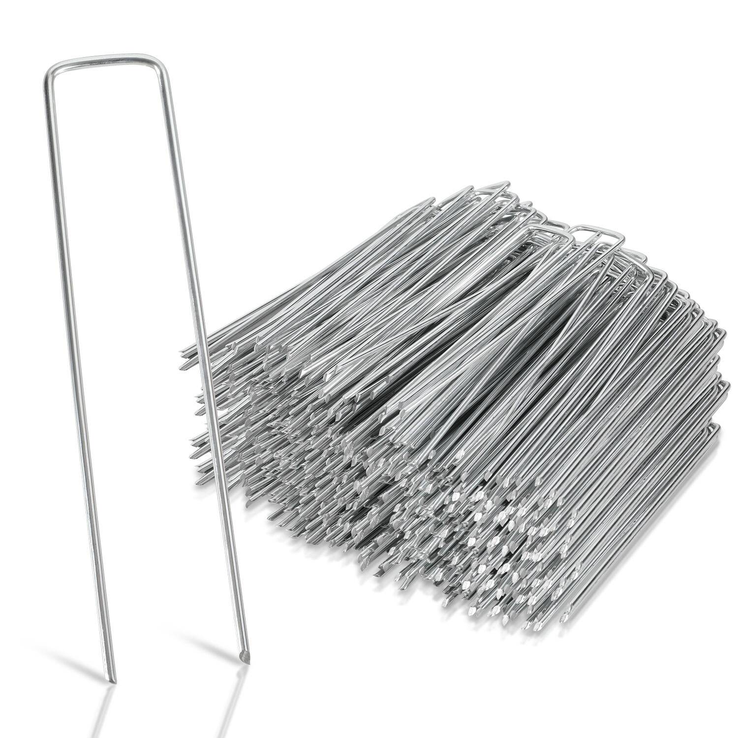 250 Stück Ø2.8mm Heringe Stahl verzinkt 150x25mm, Erdanker Bodenanker, Rostbeständig, Angeschrägte Enden, für Unkrautvlies, Zaun