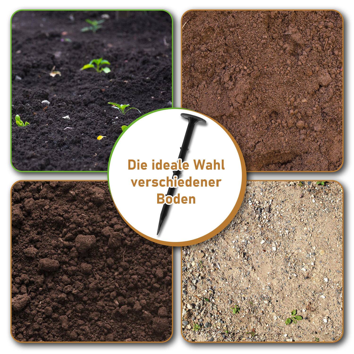 200er Pack Bodenanker Erdanker, L. 160mm, Rostschutz Kunststoff Erdnägel, Garten Erdnagel, Schwarz, Unkrautvlies Befestigung