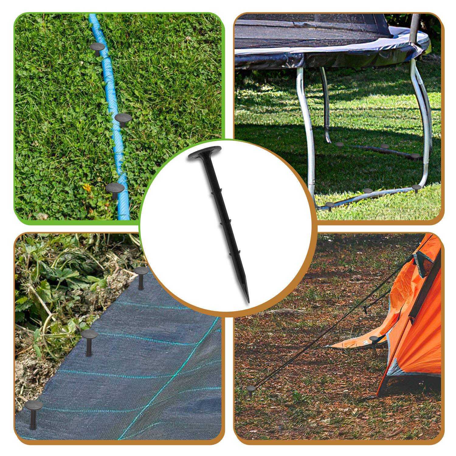 200-1000er Set Bodenanker, L. 160mm, Erdanker Erdnägel Kunststoff, Gartenvlies Befestigung, Unkrautvlies, Schwarz, Zelthering - 800 stk