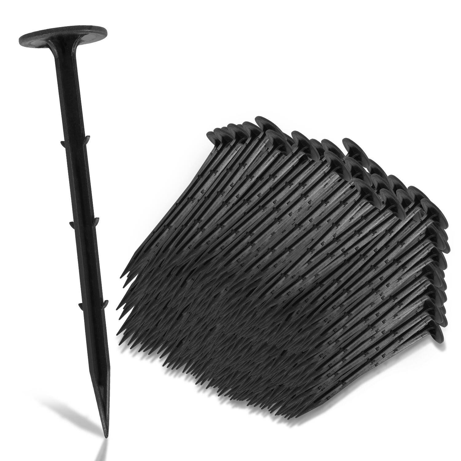 200-1000er Set Bodenanker, L. 160mm, Erdanker Erdnägel Kunststoff, Gartenvlies Befestigung, Unkrautvlies, Schwarz, Zelthering - 800 stk