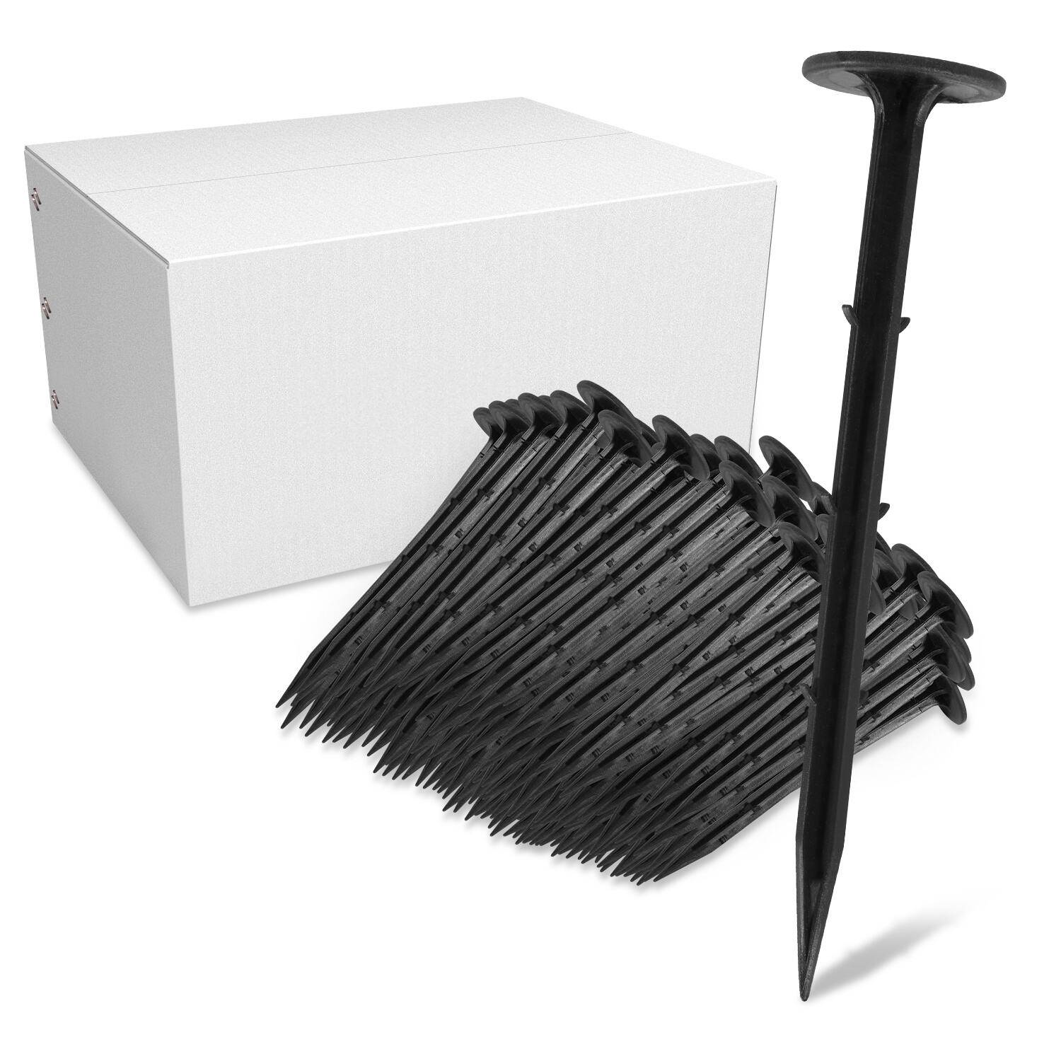 200-1000er Set Bodenanker, L. 160mm, Erdanker Erdnägel Kunststoff, Gartenvlies Befestigung, Unkrautvlies, Schwarz, Zelthering - 200 stk
