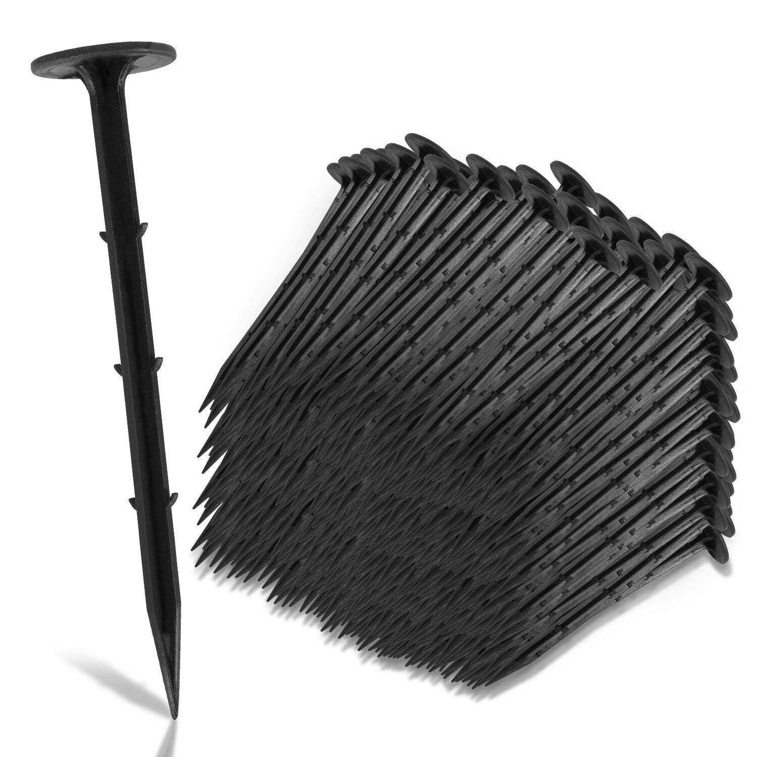 200-1000er Set Bodenanker, L. 160mm, Erdanker Erdnägel Kunststoff, Gartenvlies Befestigung, Unkrautvlies, Schwarz, Zelthering - 1000 stk