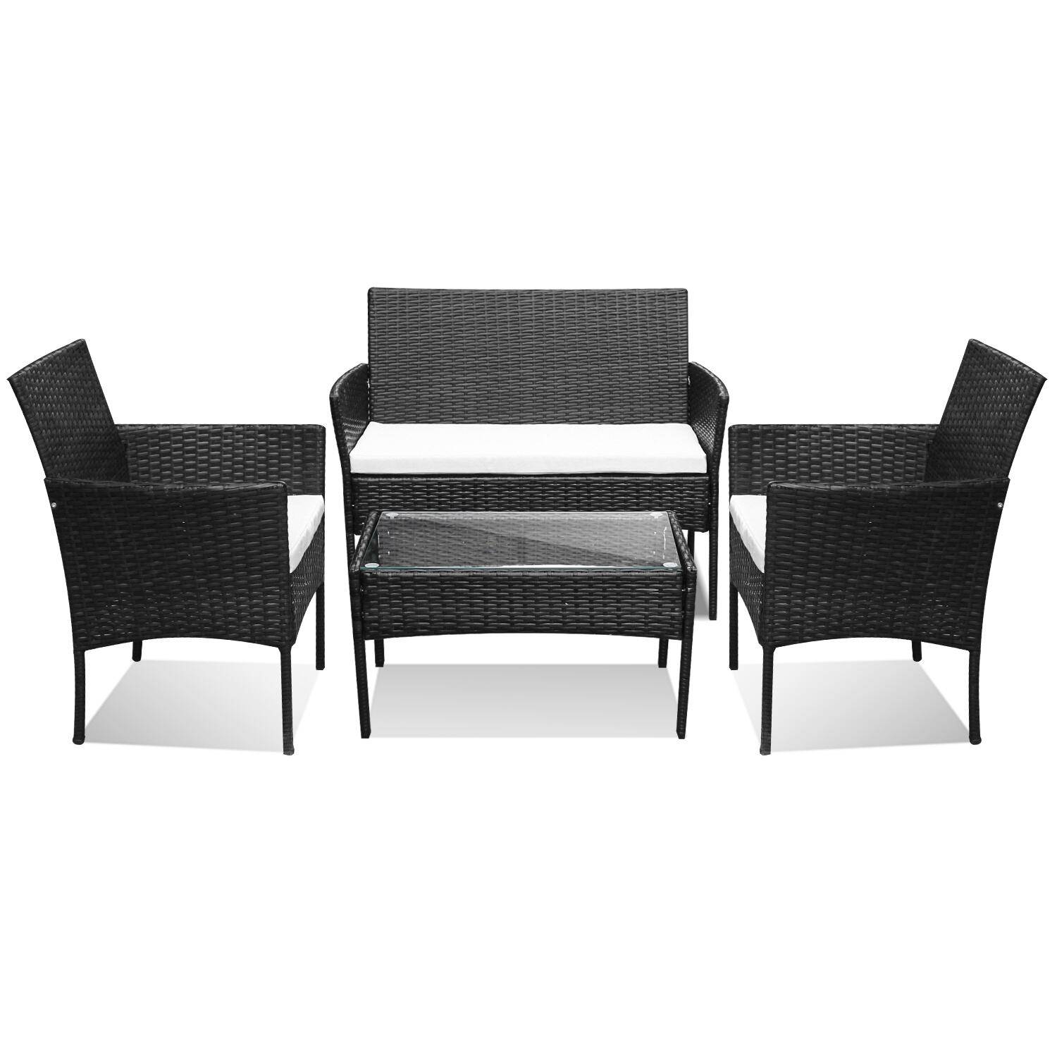 Gartenmöbel Gartenset Gartenlounge Rattanmöbel Sitzgruppe Garnitur Balkon schwarz