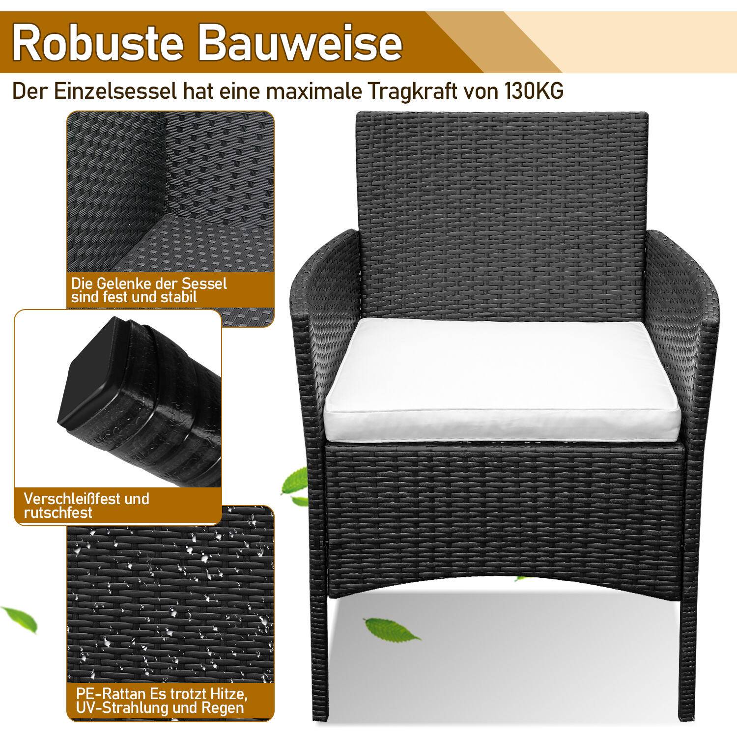 Gartenmöbel Gartenset Gartenlounge Rattanmöbel Sitzgruppe Garnitur Balkon schwarz