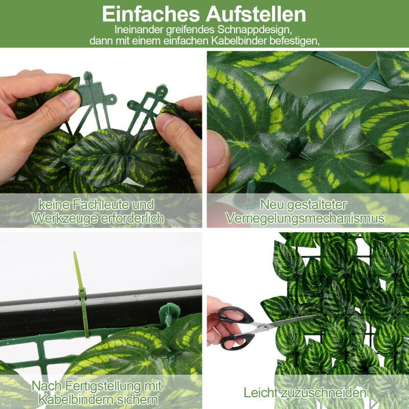 1*3M Sichtschutzhecke Windschutz Efeu Sichtschutz Balkonverkleidung Blätterzaun,Künstliche Hecke Sichtschutzhecke Pflanzen Hecke Wanddekoration,Wass