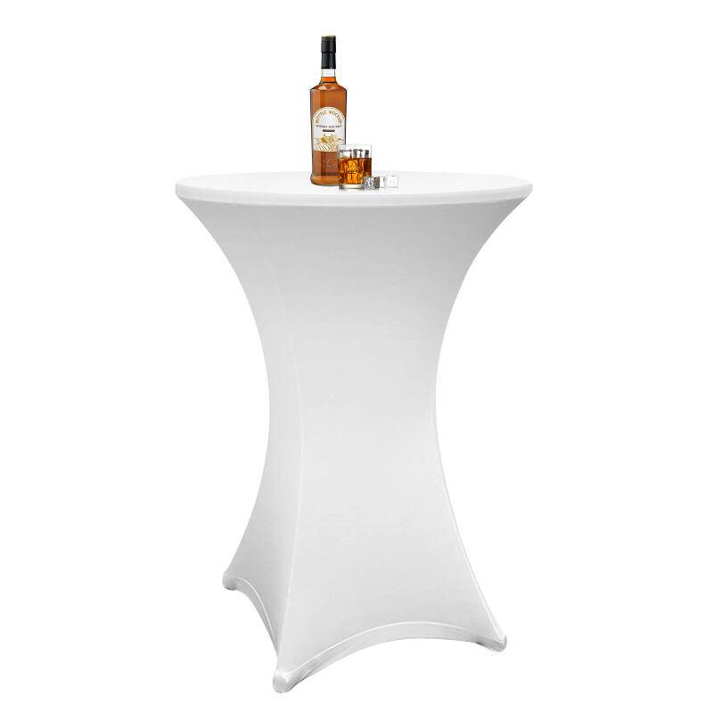 Stehtischhusse Stretch Stehtisch Tisch Husse Bistrotisch weiß Ø 70 cm